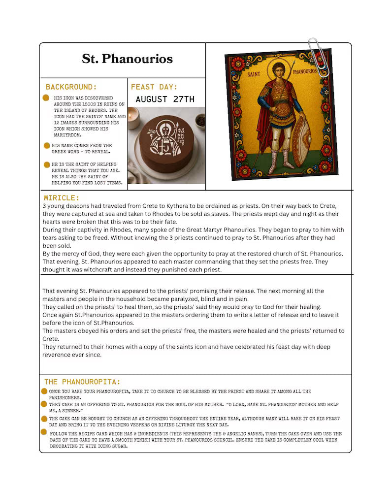 St Phanourios Stencil Kit